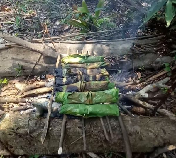 local food wrapped in palm leaves